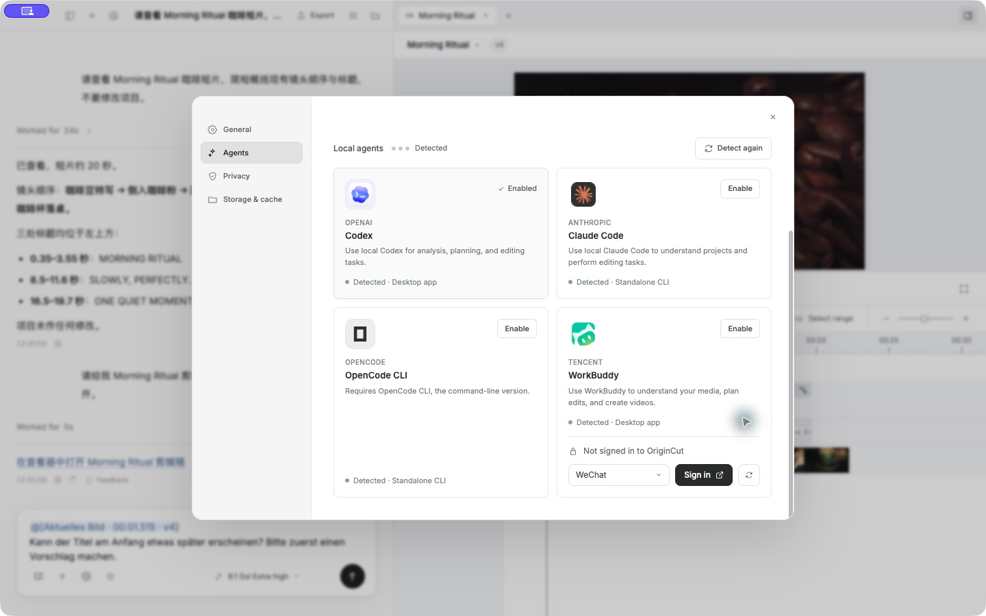 Choose an assistant in Settings, sign in, and check its connection status.